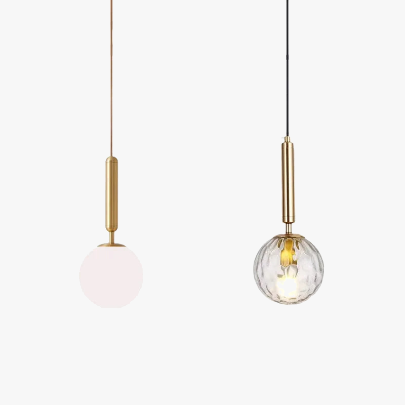 suspension moderne en verre avec ampoule en métal doré réglable