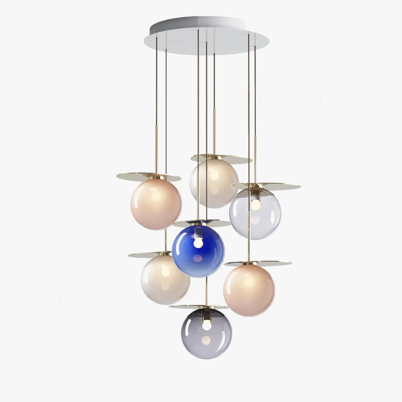 suspension moderne en verre avec éclairage led nordique