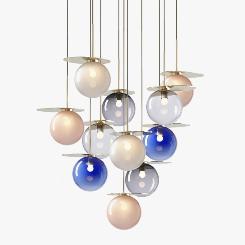 suspension moderne en verre avec éclairage led nordique