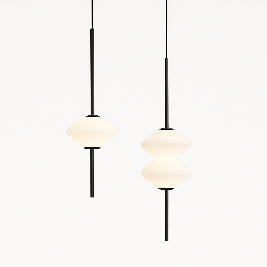 suspension moderne en verre avec fil métallique réglable