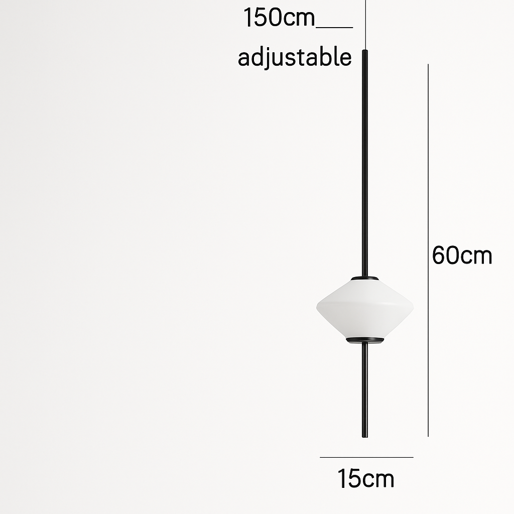 suspension moderne en verre avec fil métallique réglable