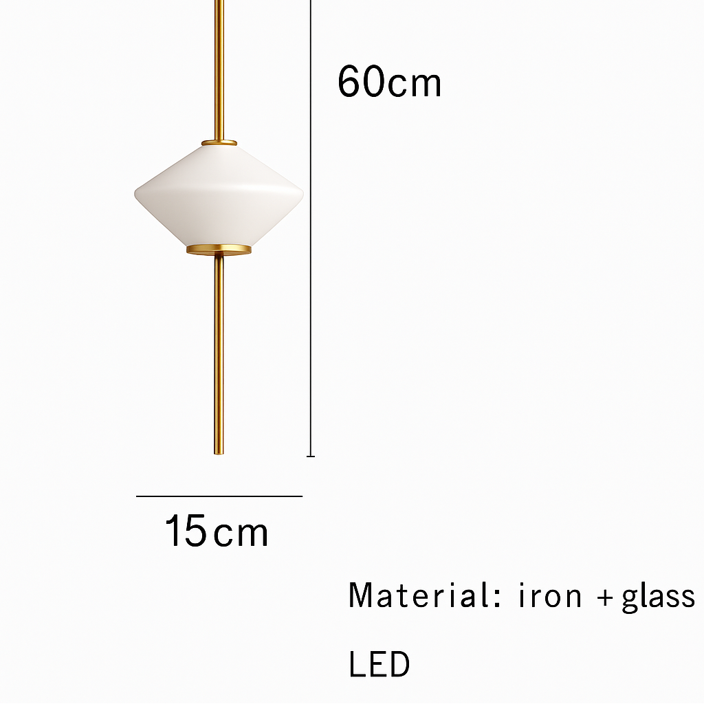 suspension moderne en verre avec fil métallique réglable