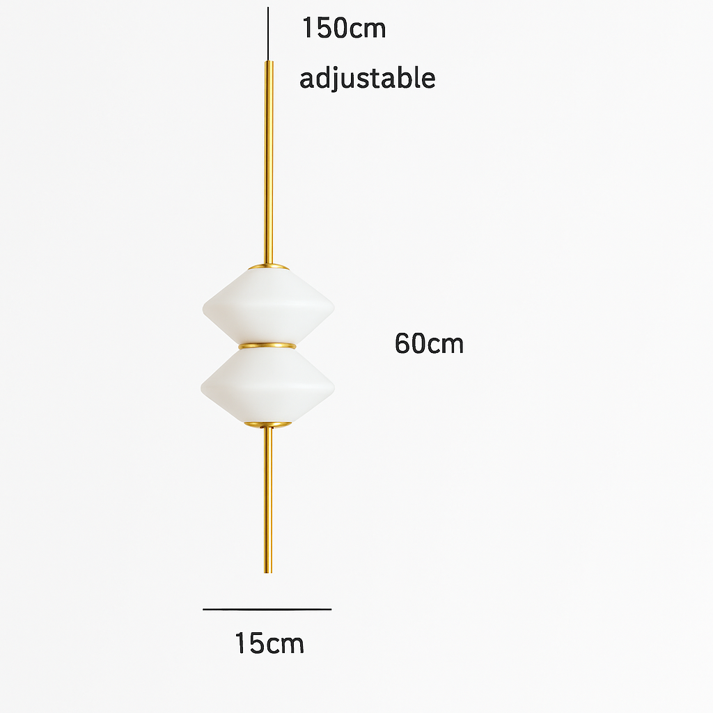 suspension moderne en verre avec fil métallique réglable