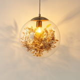 suspension moderne en verre et métal design avec fleur