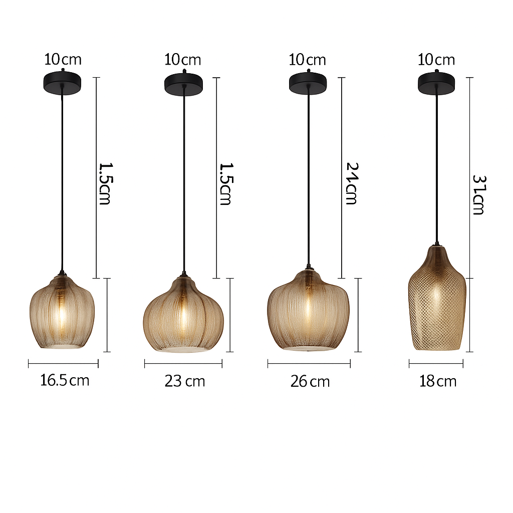 Suspension moderne en verre fumé (plusieurs formes) Guezra
