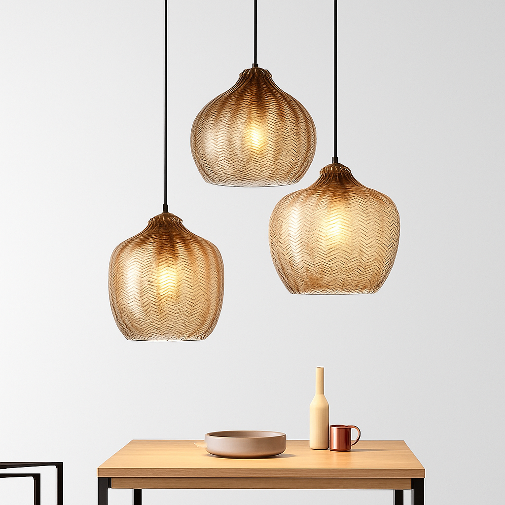 Suspension moderne en verre fumé (plusieurs formes) Guezra