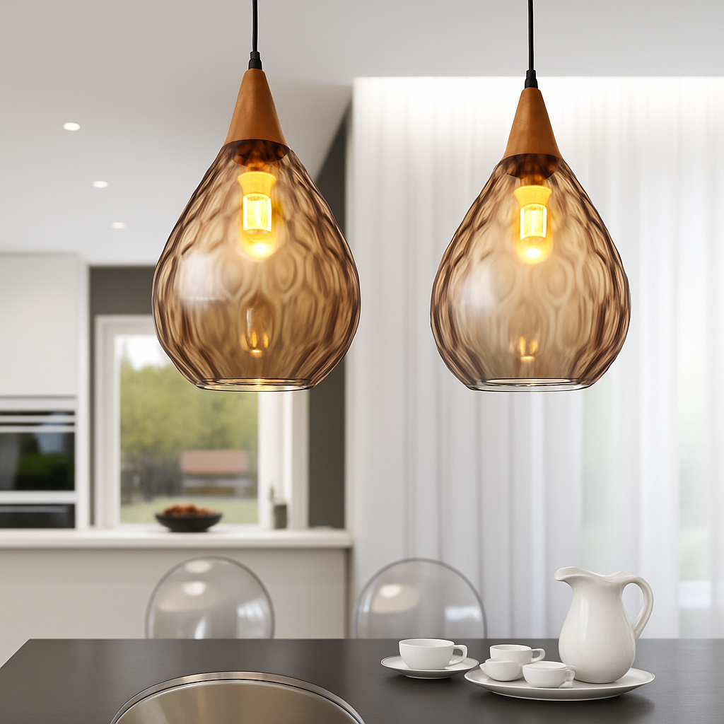 suspension moderne en verre gouttelettes d'eau luminaire décoratif