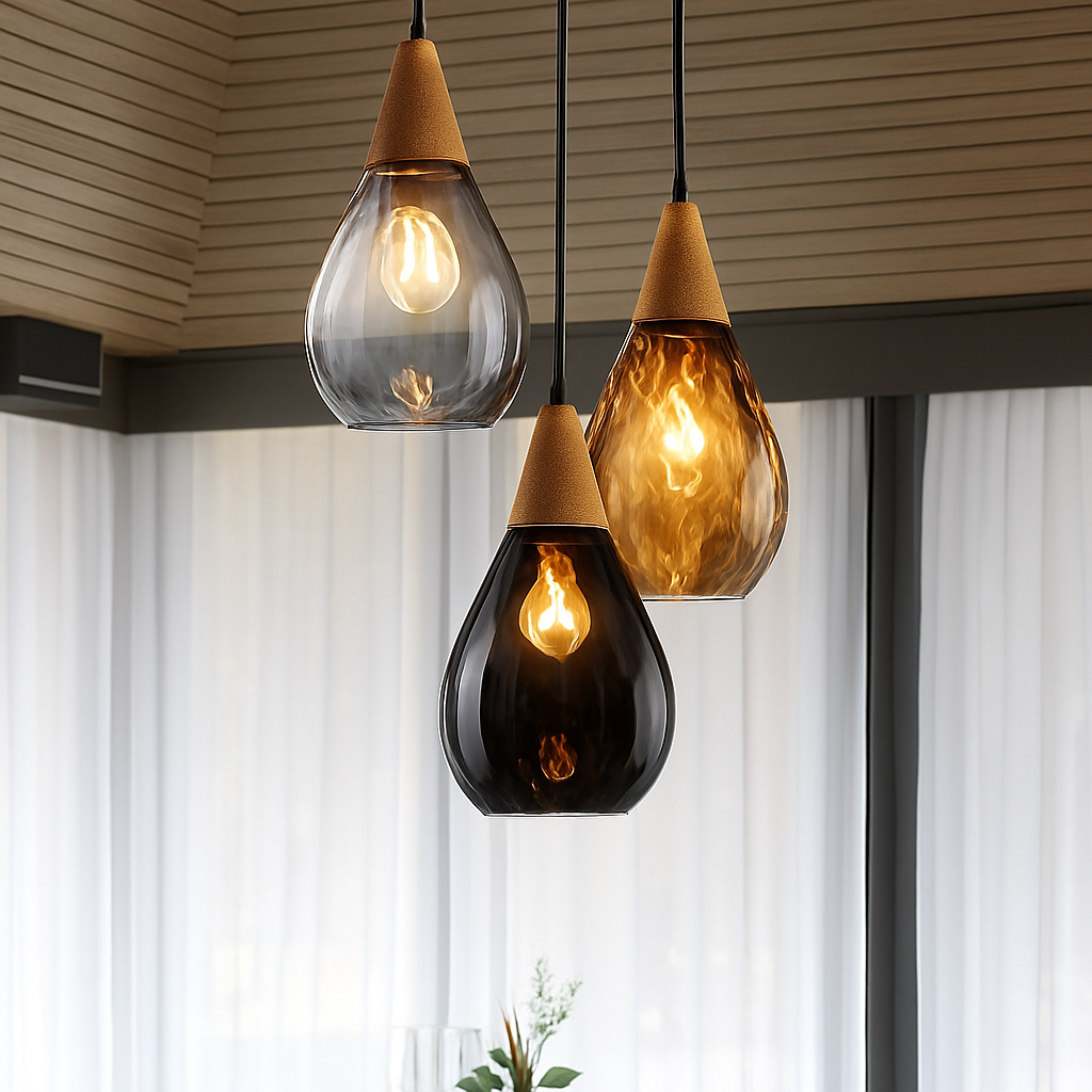 suspension moderne en verre gouttelettes d'eau luminaire décoratif
