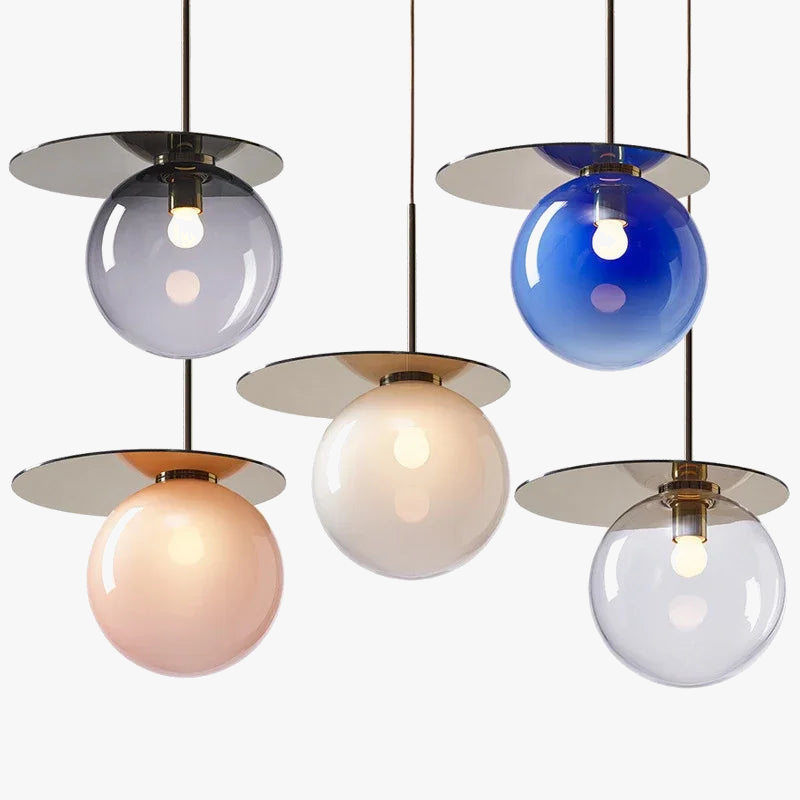 suspension moderne en verre teinté pour décoration intérieure