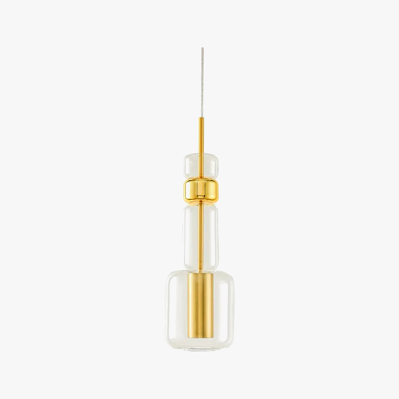 suspension moderne en verre transparent avec métal doré et noir