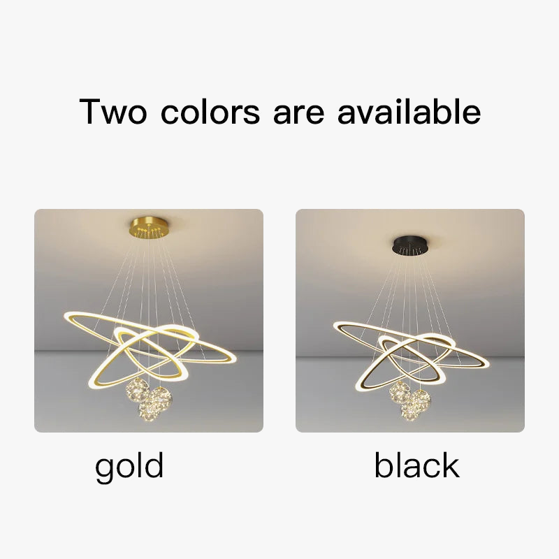 suspension moderne led anneaux design pour intérieur