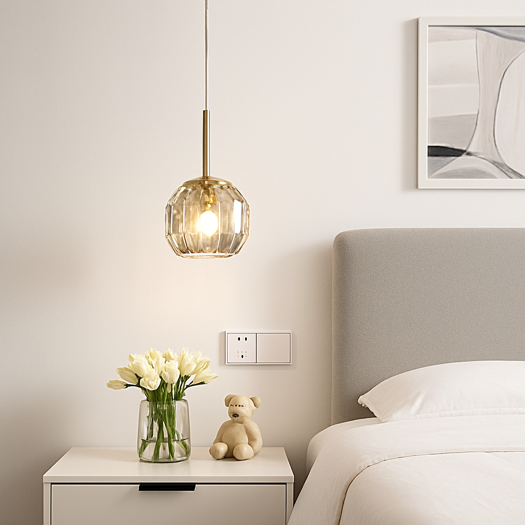 Suspension moderne LED avec abat-jour en cristal Ansley