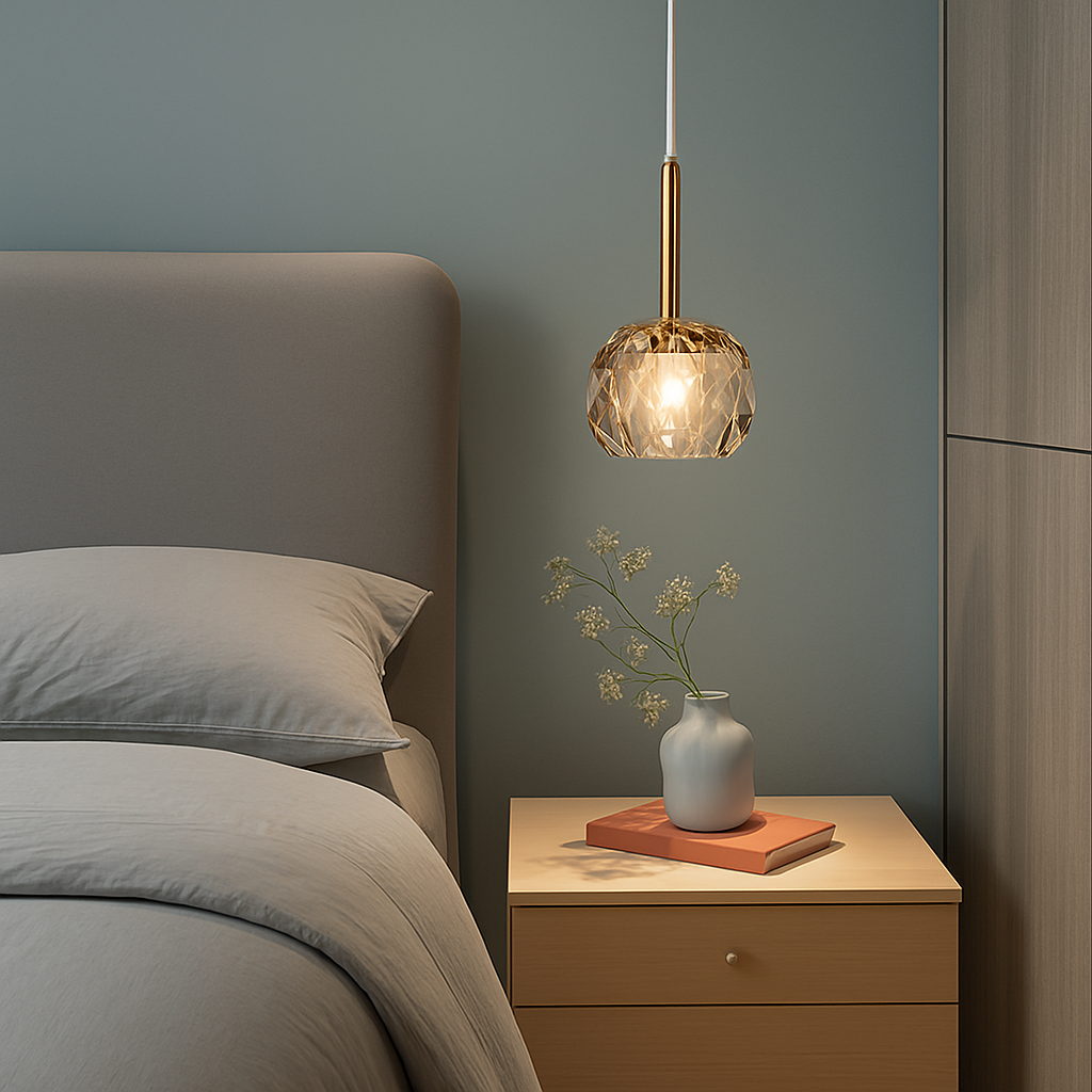 Suspension moderne LED avec abat-jour en cristal Ansley