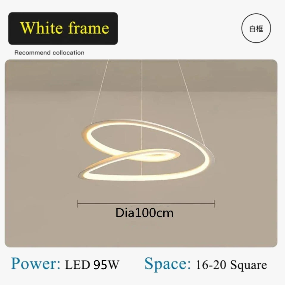 suspension moderne à led avec anneau doré pour décoration intérieure
