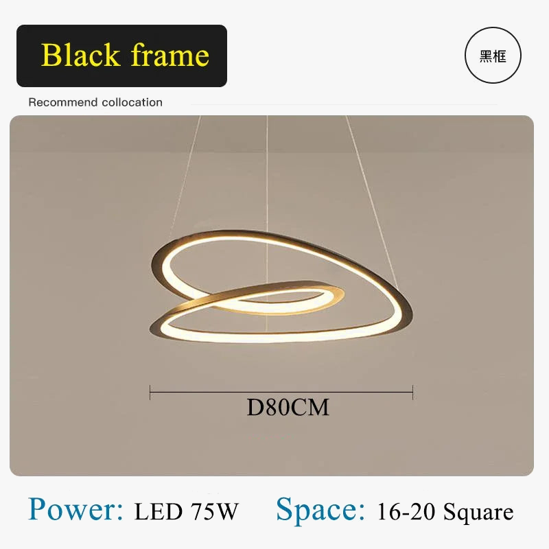 suspension moderne à led avec anneau doré pour décoration intérieure