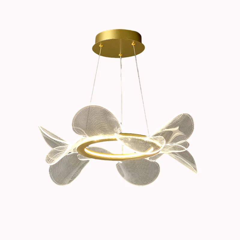 suspension moderne à led avec intensité variable et anneau doré