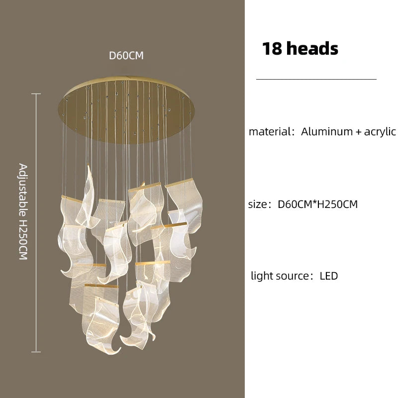 suspension moderne à led design éclairage acrylique profilé