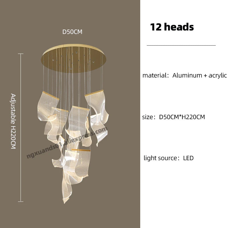 suspension moderne à led design éclairage acrylique profilé