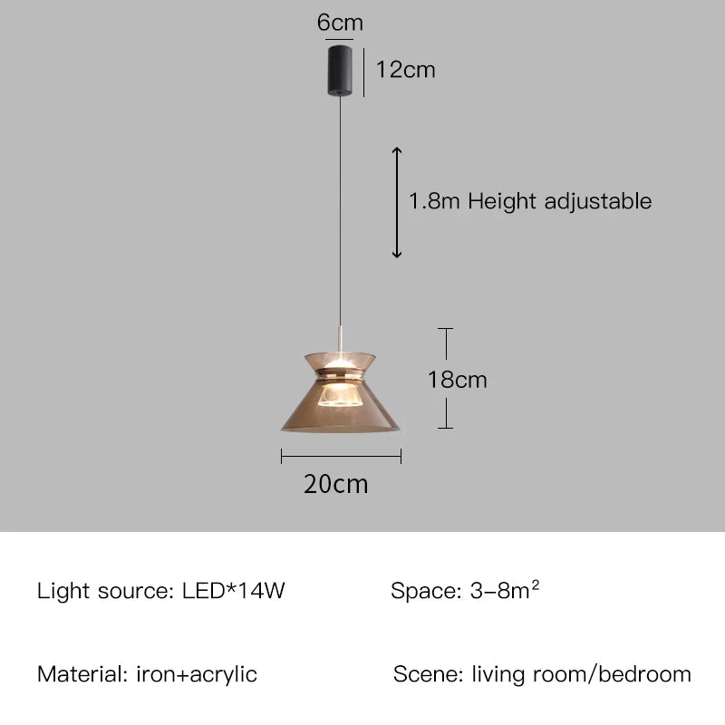suspension moderne à led petite taille pour intérieur décoratif
