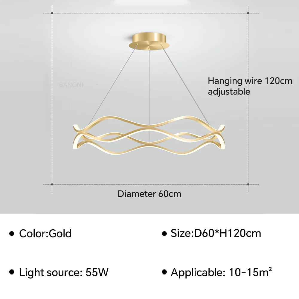 suspension moderne à led pour décoration intérieure élégante et luxueuse