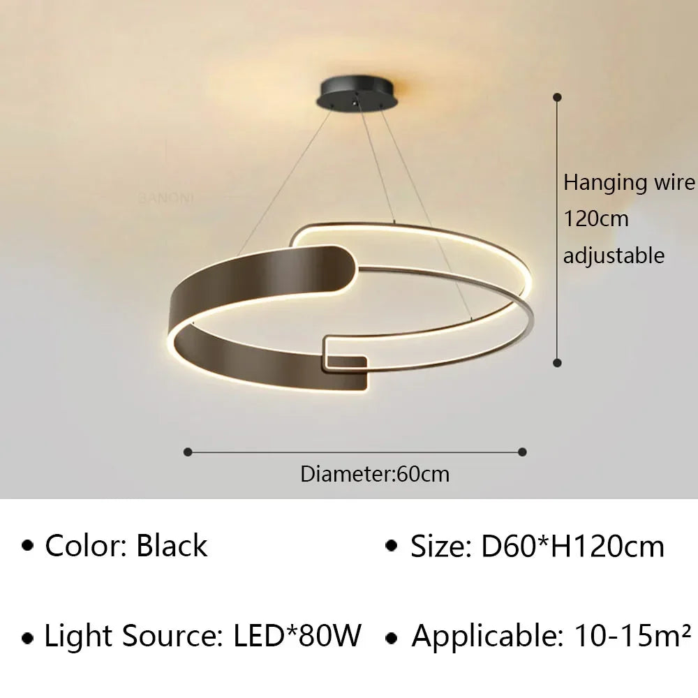 suspension moderne à led pour décoration intérieure réglable de luxe