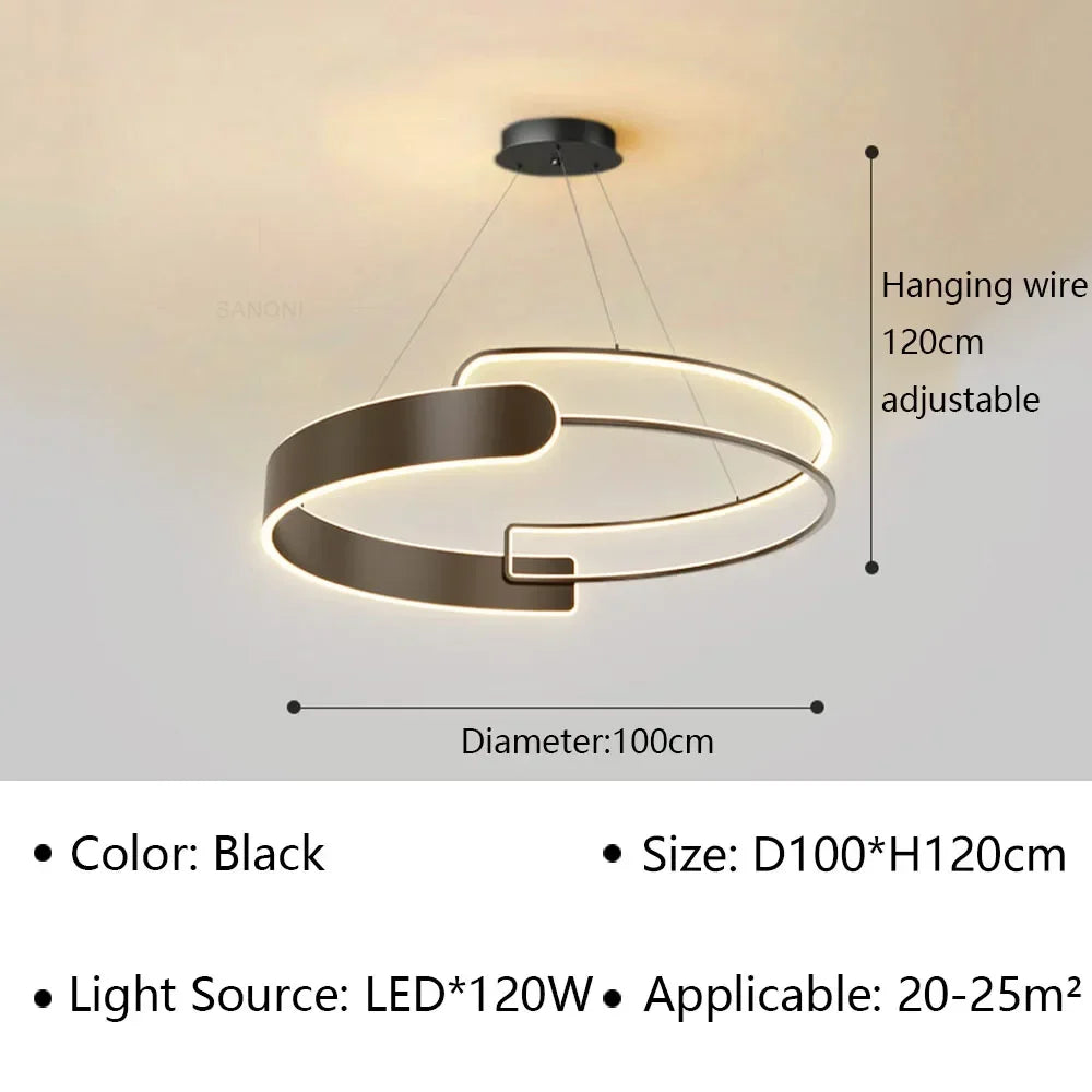 suspension moderne à led pour décoration intérieure réglable de luxe