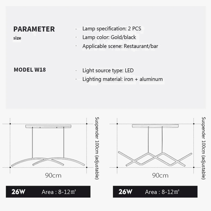 suspension moderne à led pour intérieur décoratif élégant
