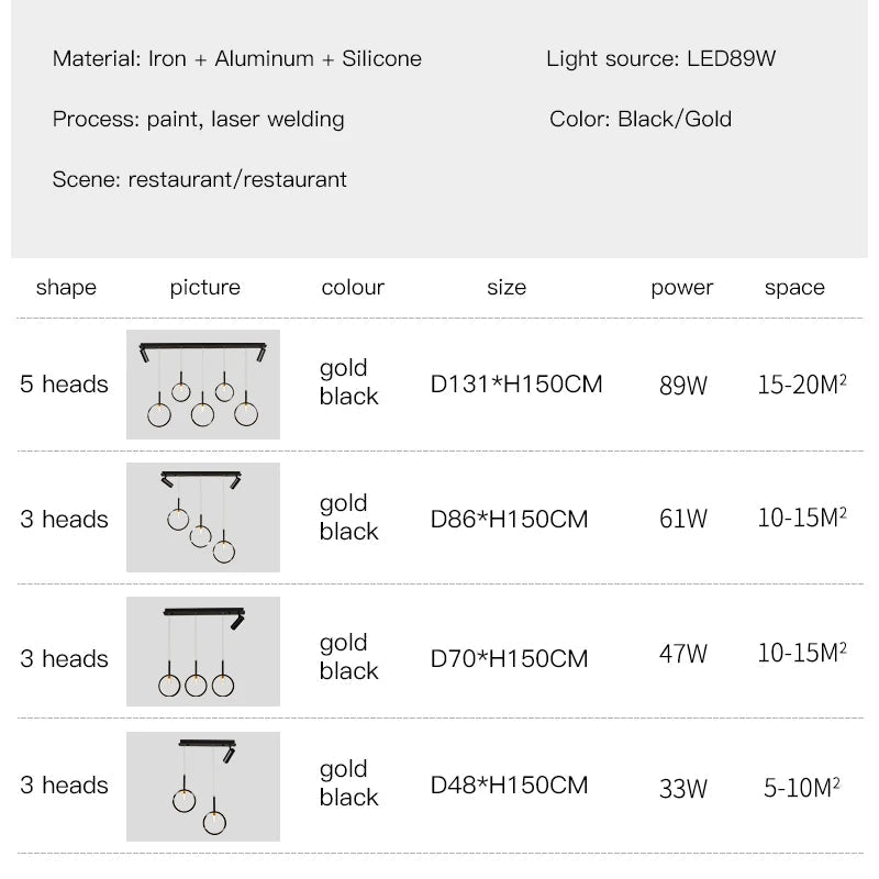 suspension moderne à led pour intérieur élégant et design