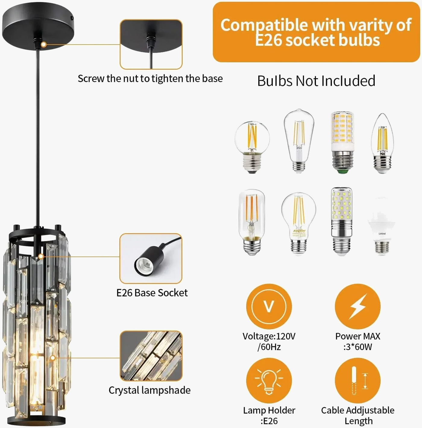 Suspension moderne Mini lustres en cristal luminaire réglable pour îlot de cuisine salle à manger chambre noir chrome 3 lumières