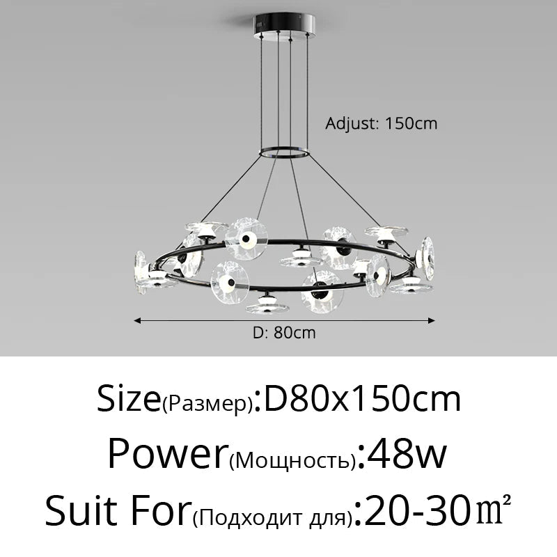 suspension moderne minimaliste en verre et éclairage led créatif