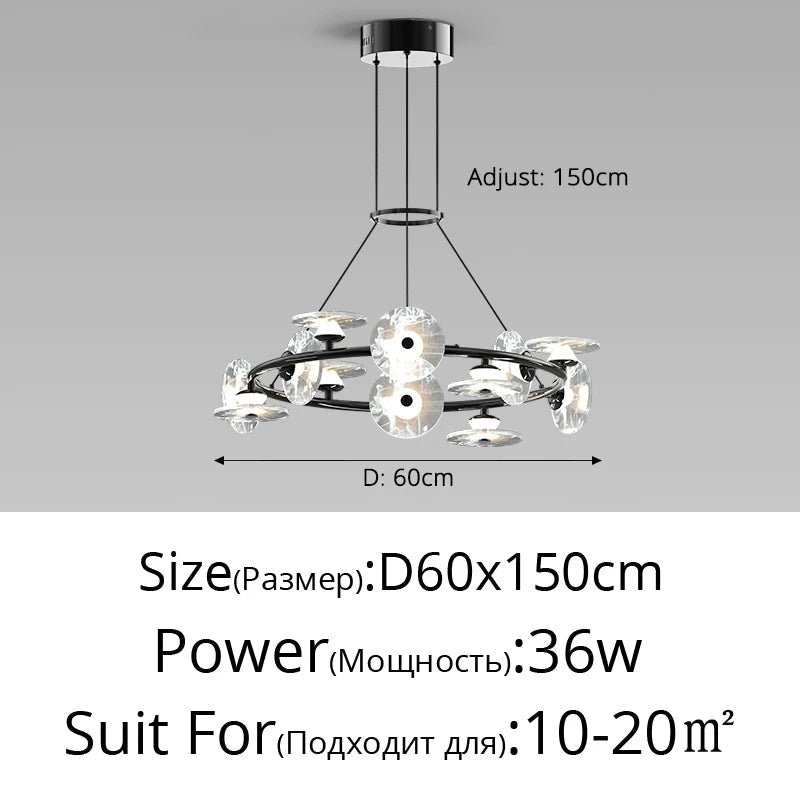 suspension moderne minimaliste en verre et éclairage led créatif