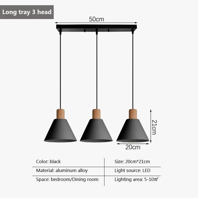 suspension moderne minimaliste à trois têtes pour éclairage intérieur