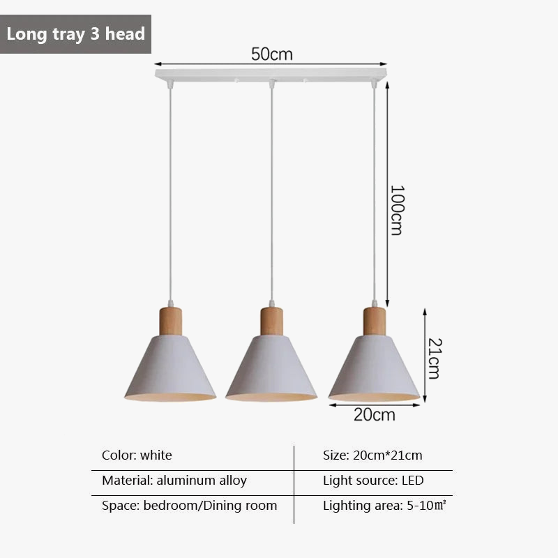 suspension moderne minimaliste à trois têtes pour éclairage intérieur