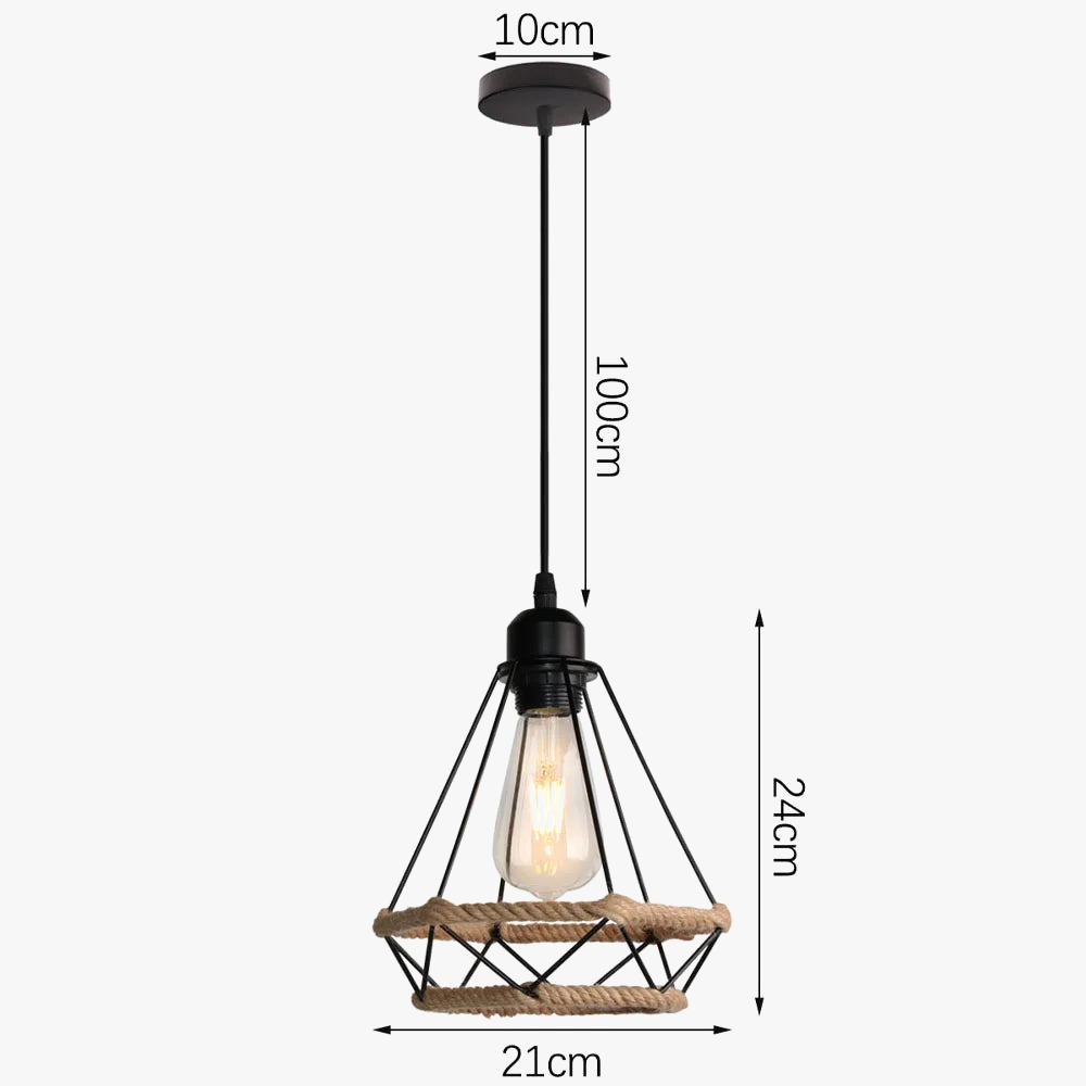 suspension moderne rétro industrielle en fer forgé pour éclairage intérieur