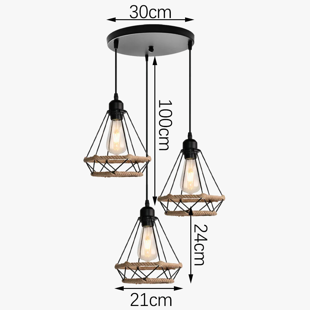 suspension moderne rétro industrielle en fer forgé pour éclairage intérieur