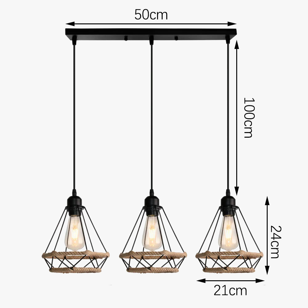 suspension moderne rétro industrielle en fer forgé pour éclairage intérieur