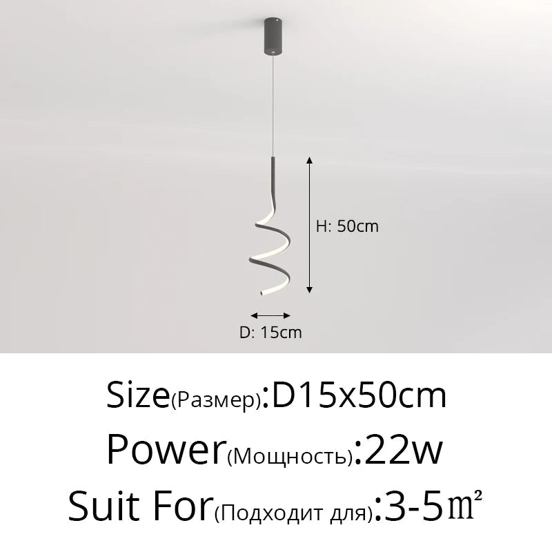 suspension moderne simple avec éclairage créatif led