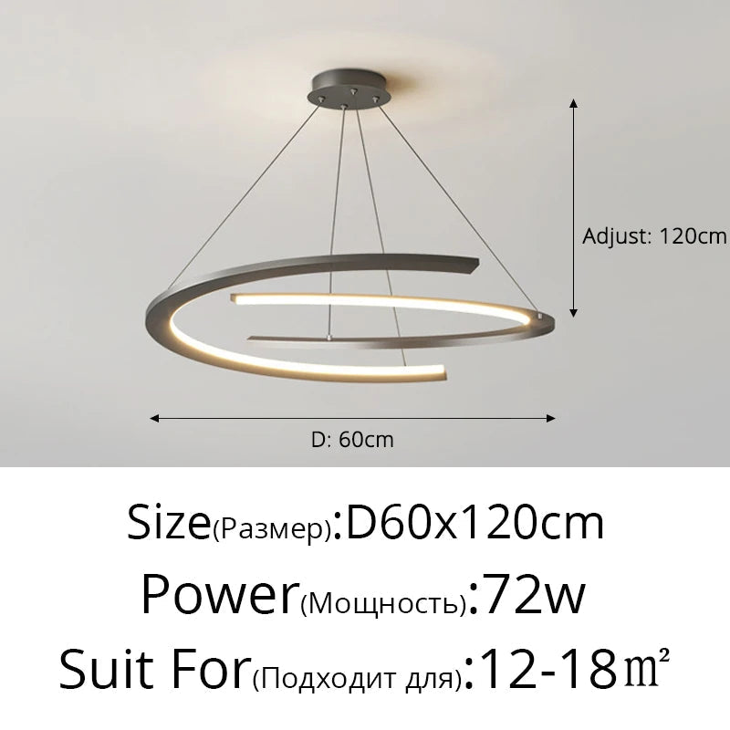 Lustre moderne simple design nordique anneau restaurant