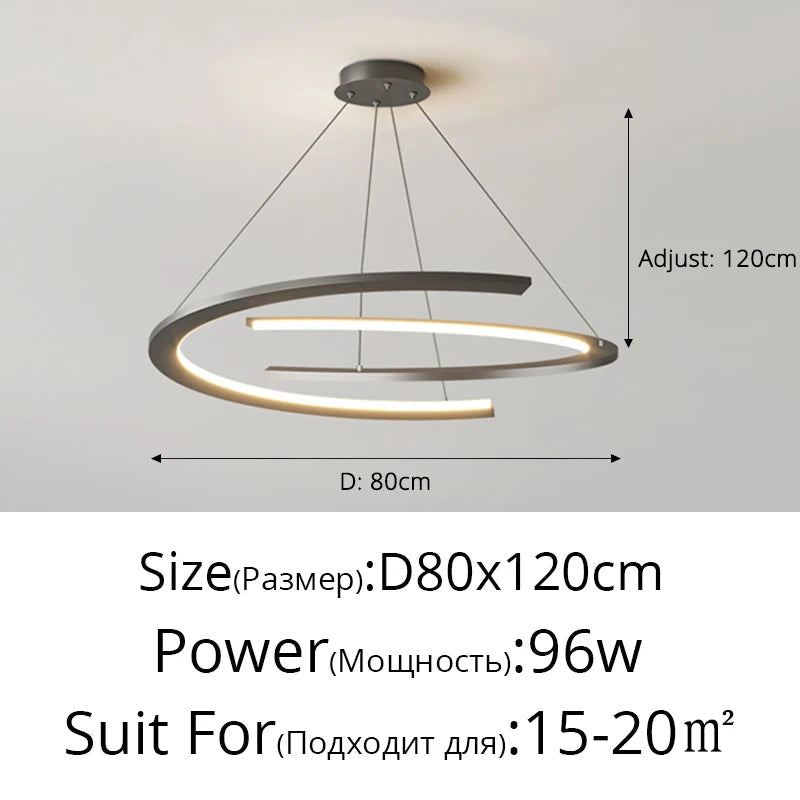 Lustre moderne simple design nordique anneau restaurant