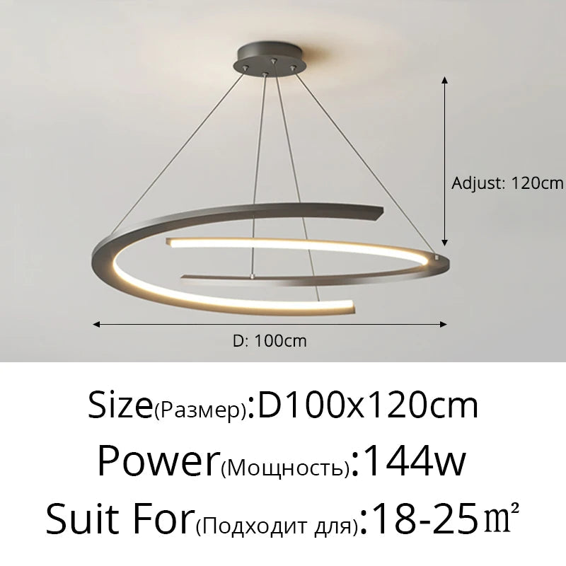 Lustre moderne simple design nordique anneau restaurant