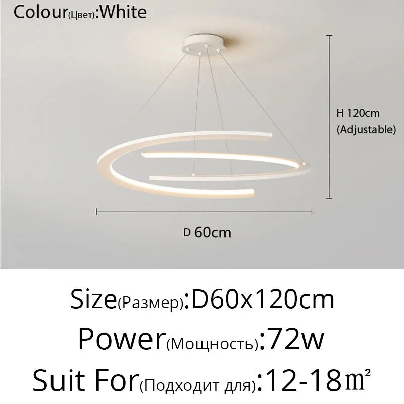 Lustre moderne simple design nordique anneau restaurant