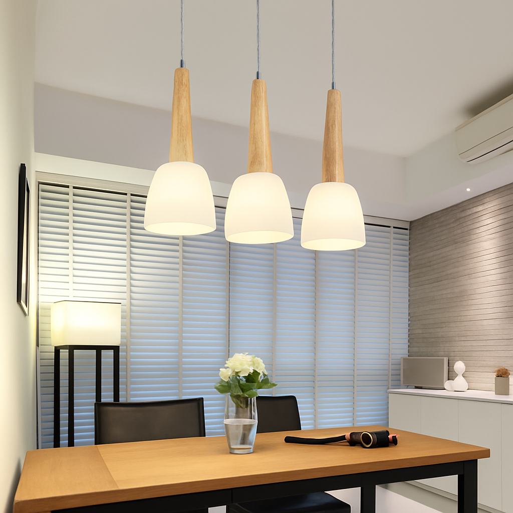 suspension modernes en bois gzmj avec support led