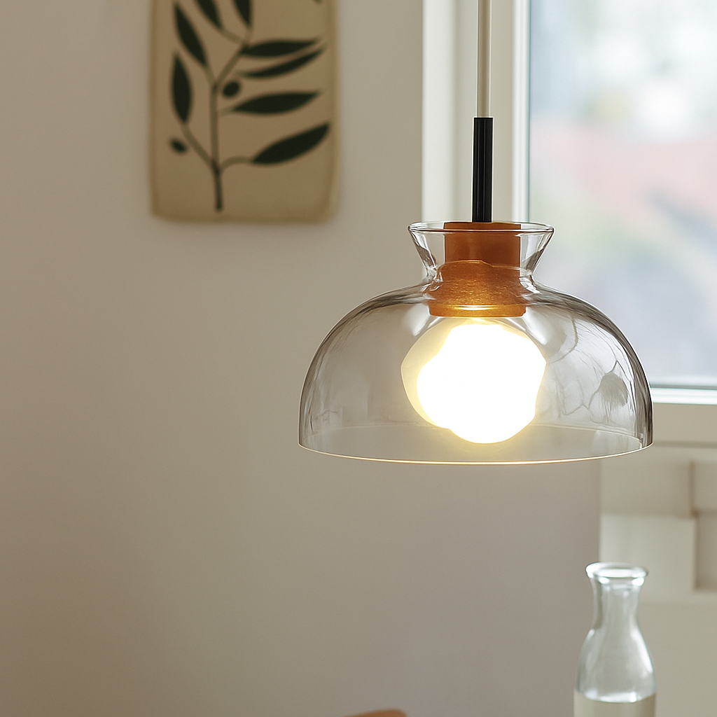 suspension nordique avec abat-jour en verre clair