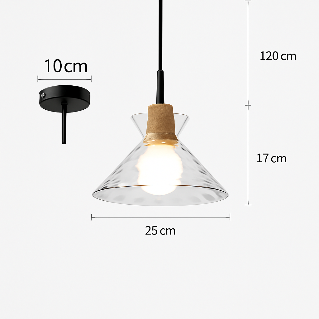 suspension nordique avec abat-jour en verre clair