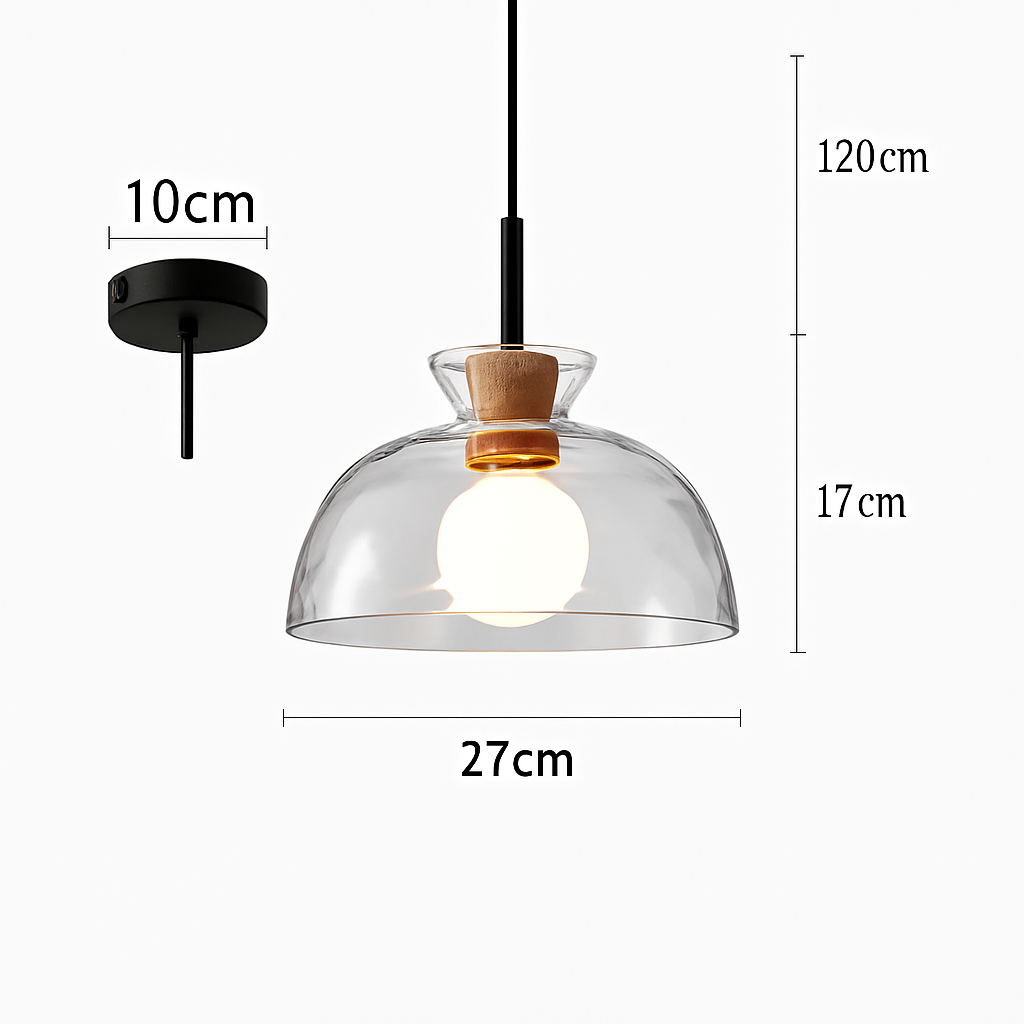 suspension nordique avec abat-jour en verre clair