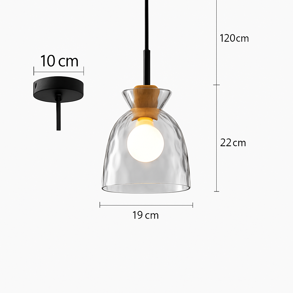 suspension nordique avec abat-jour en verre clair