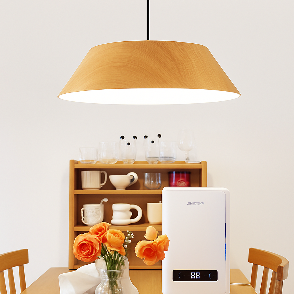 suspension nordique bois design wabi sabi pour café ou art