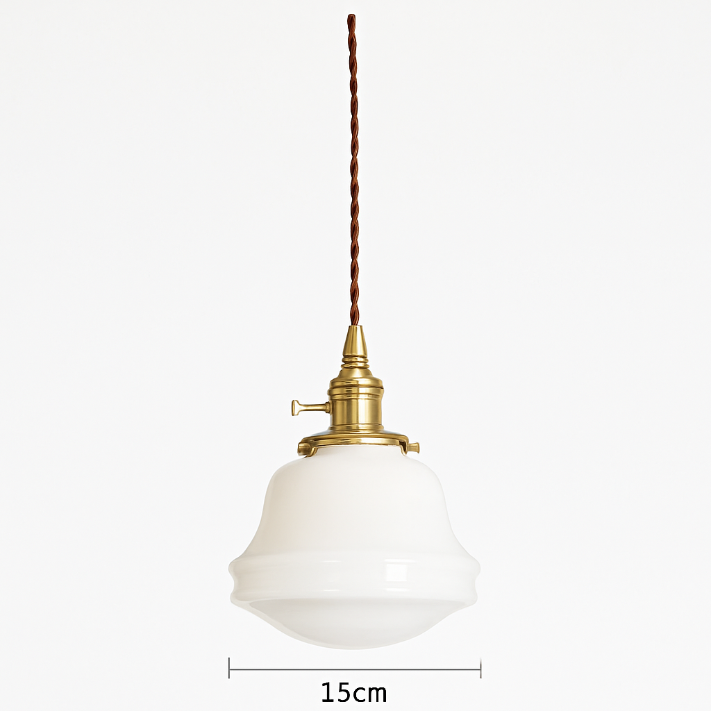 Suspension nordique dorée avec verre blanc