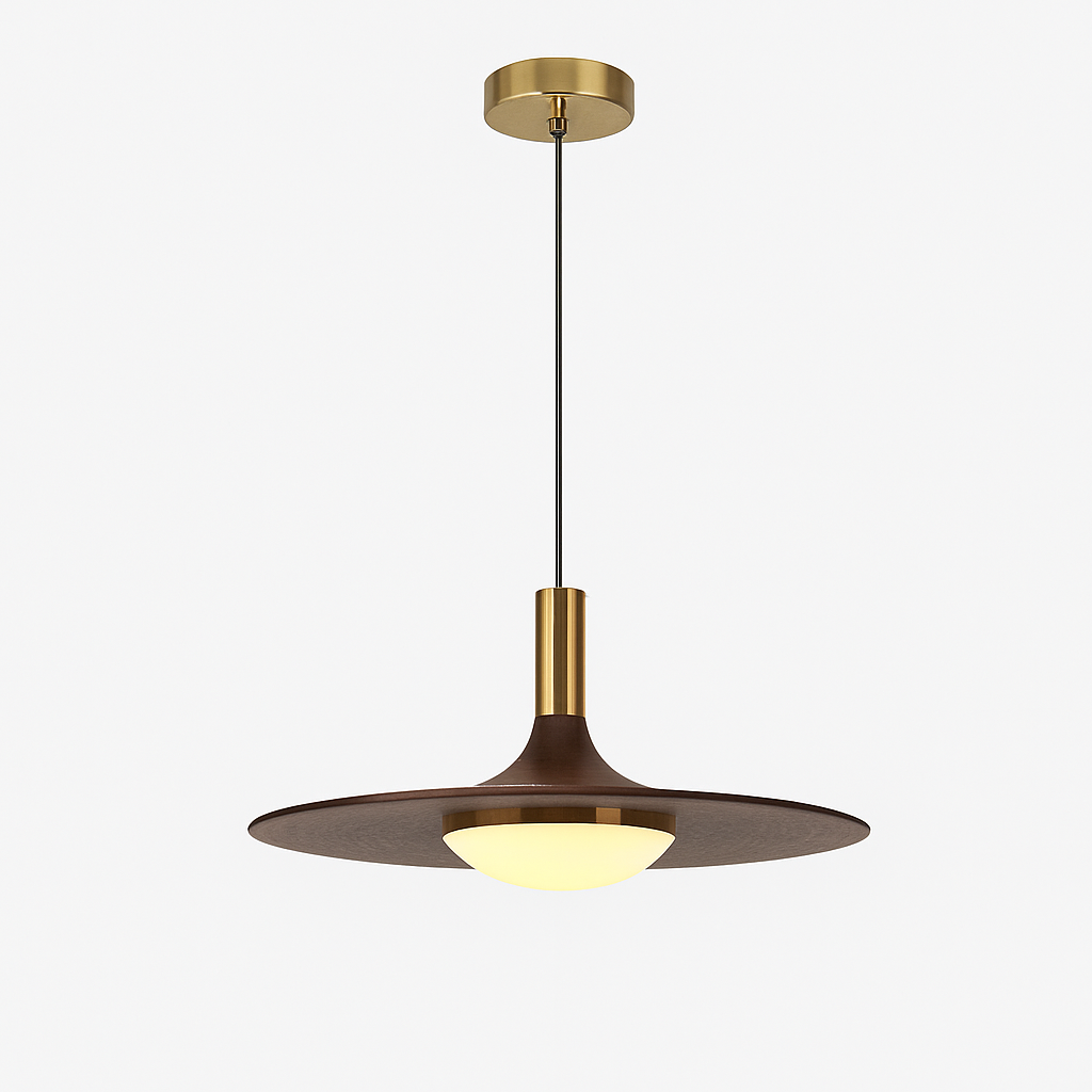 suspension nordique en bois et cuivre soucoupe volante pour intérieur