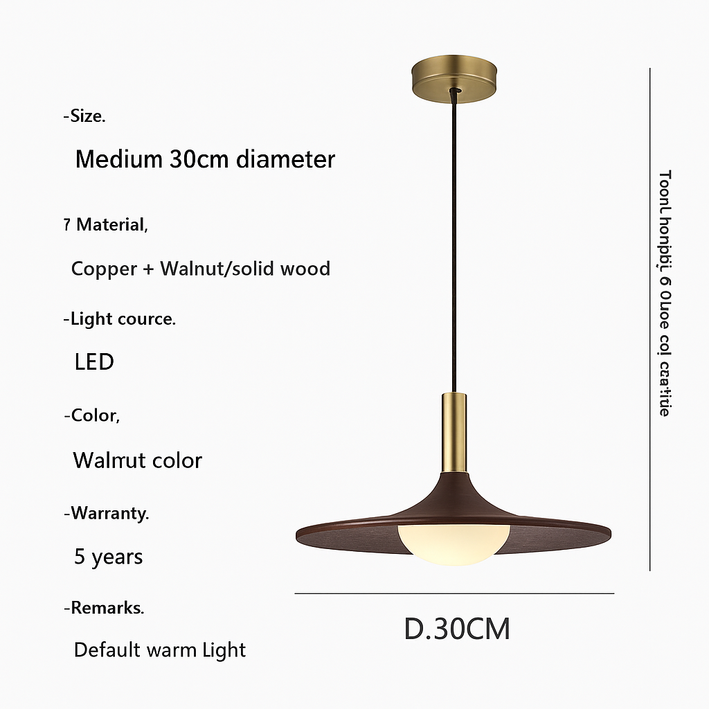 suspension nordique en bois et cuivre soucoupe volante pour intérieur